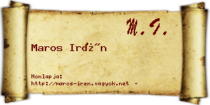 Maros Irén névjegykártya